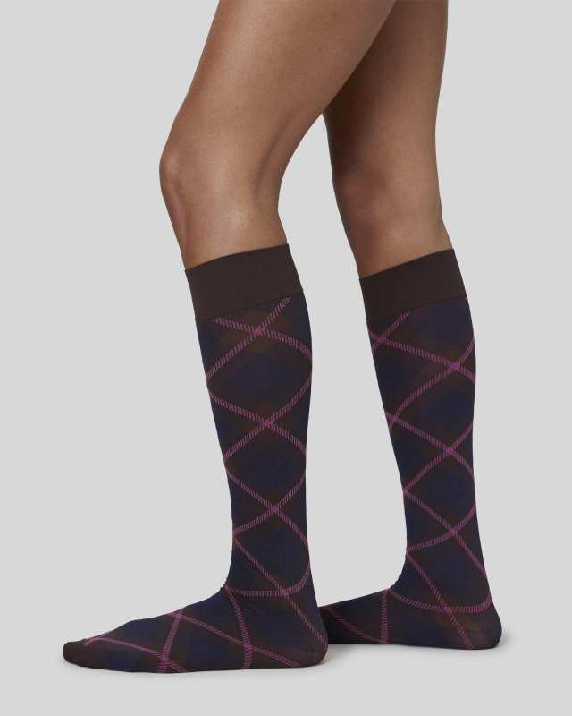 2-pack Franka Check & Solid Knee Highs